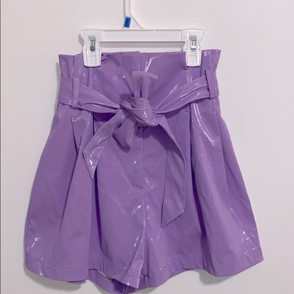 Light purple pleather shorts